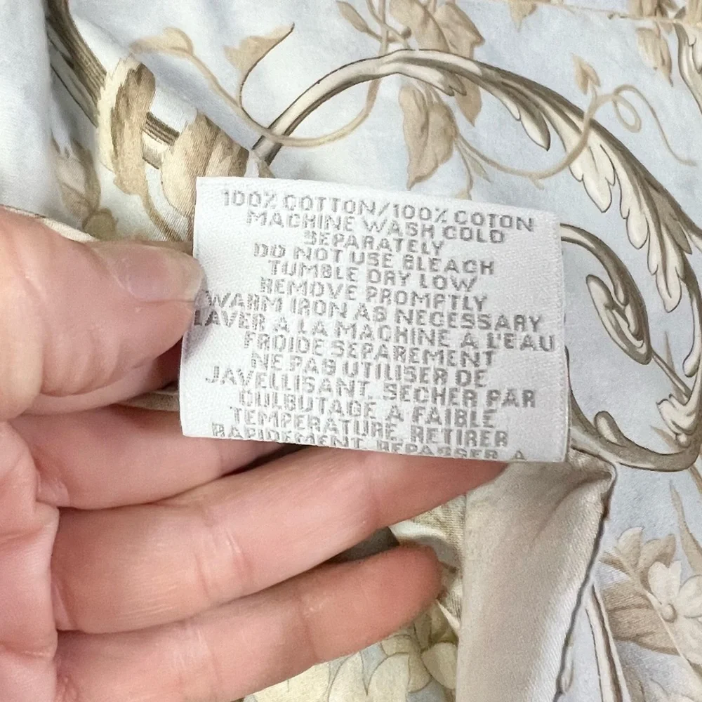 Restoration Hardware Italian Floral Shams French Blue Taupe 100% Cotton Set of 2